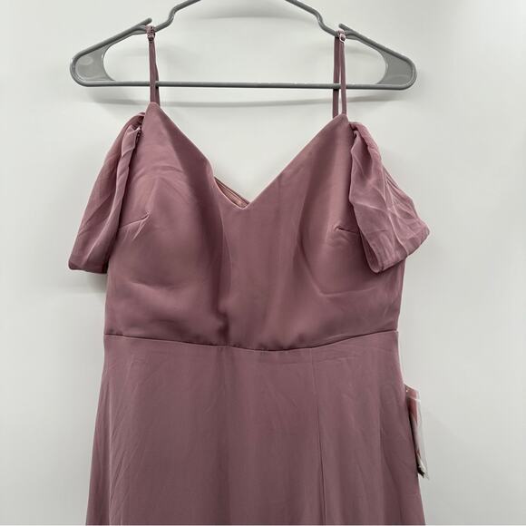 Birdy Grey Devin Convertible Chiffon Maxi Bridesmaid Dress Dark Mauve Sz M NEW - Picture 3 of 11